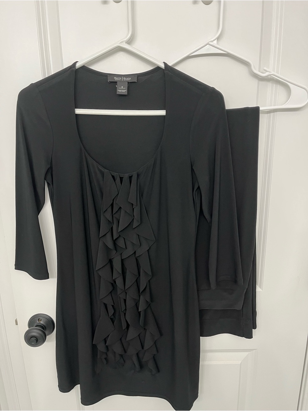 White House Black Market Black Ruffle Front Women’s top and pants